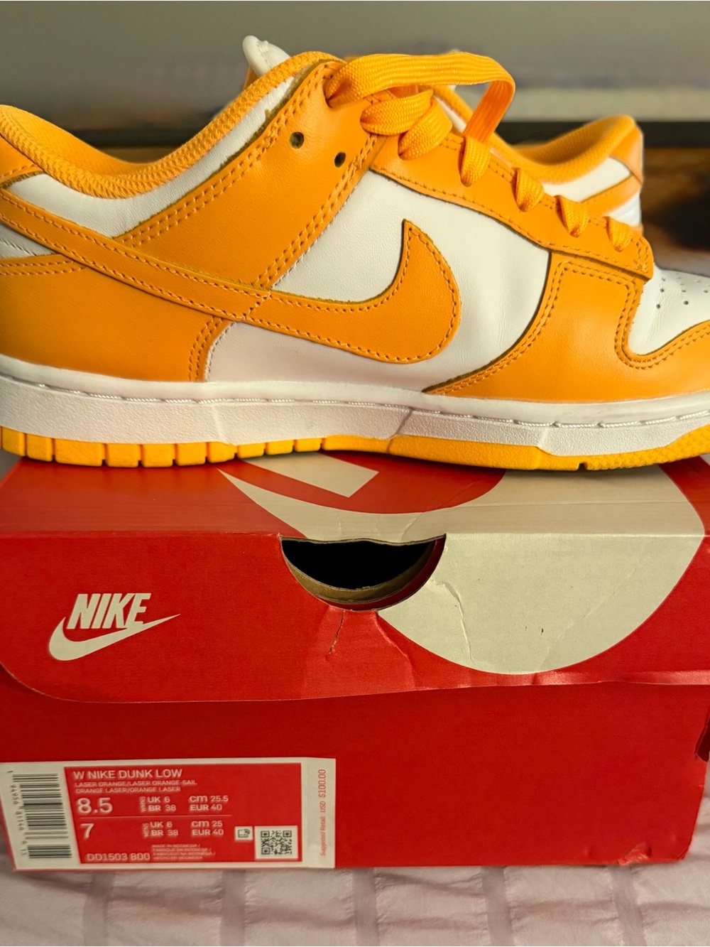 Nike Women's Orange and White Low-Top Sneakers - Picture 4 of 6